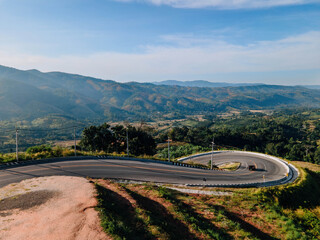 High angle view of road on a winding mountain.