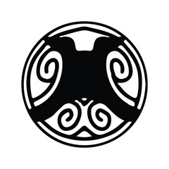 Obraz premium hand drawing symmetry icon or logo and symmetry flower, complex circle, japanese pattern, cirle art.