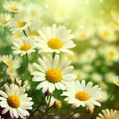 Daisies in the garden. Chamomile flowers background. (Generative AI)