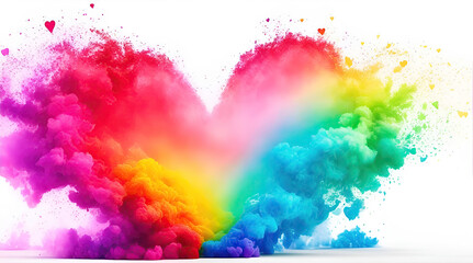 Colorful rainbow heart shape with splash, rainbow gradient Abstract background smoke wallpaper.