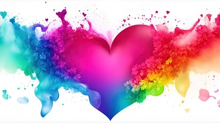 Colorful rainbow heart shape with splash, rainbow gradient Abstract background smoke wallpaper