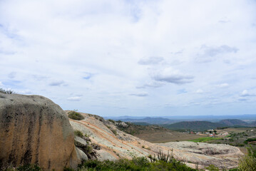 landscape with blue sky and clouds, rocks in the mountains, rocks and blue sky with clouds, Monte das Gameleiras, Brazil, trails in brazil, trails in northeastern Brazil, adventure tourism, wallpaper