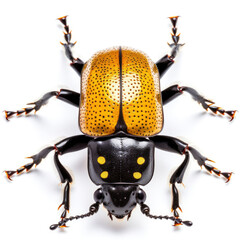 a close-up of a beetle on a white background
