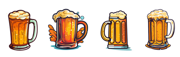 mugs of beer Drinks with a lot of foam full