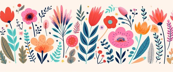 flowers and foliage colorful pattern spring summer background