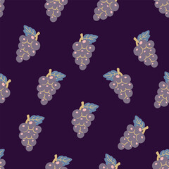 Simple Purple Grapes Fruit Pattern Vector