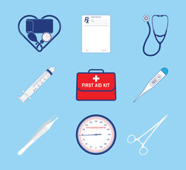 Set of medical equipment realistic vectors.