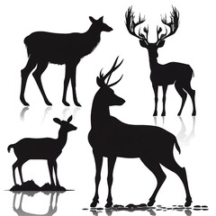Deer silhouette on transparent background (PNG) AI generator