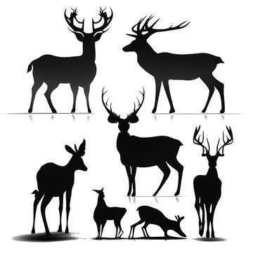 Deer silhouette on transparent background (PNG) AI generator