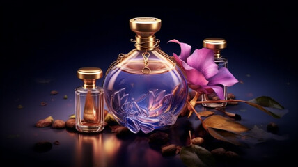 Obraz na płótnie Canvas bottle of perfume, product, perfume, AI generated.