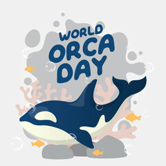 world orca day design template for celebration. orca vector design. flat orca illustration.