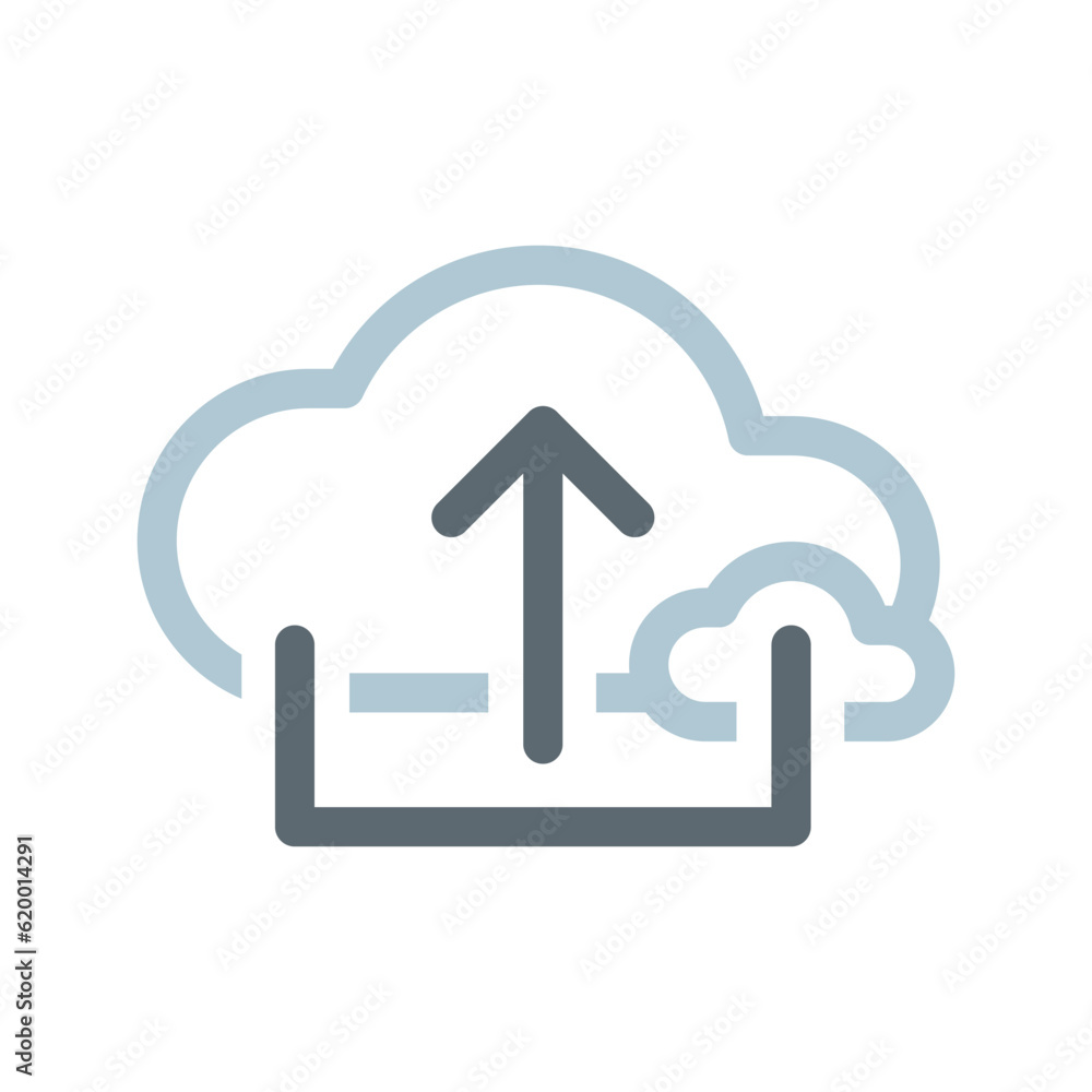 Poster upload document, data, file to cloud. add button concept illustration line icon design editable vect