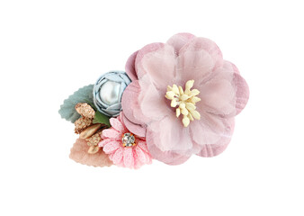 Small Purple Flower Set for Hair Decoration isolated on white background with clipping paths