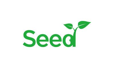 Seed and leaf word typography logo
