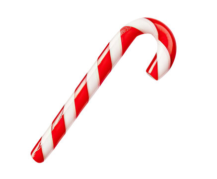 Traditional Christmas candy cane isolated on transparent background