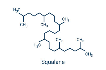 Fototapeta na wymiar Skeletal formula of squalane molecule, saturated compound, derived from squalene. Used in cosmetics as emollient and moisturizer. Vector illustration.