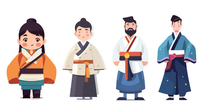 KOREAN CHARACTER WITH TRADITIONAL WEAR VECTOR