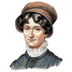  Jane Austen realistic portrait vector template