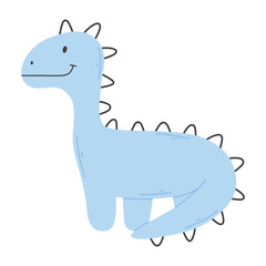 Cute dinosaur in cartoon scandinavian style. Vector illustration for a kids room. Hand drawn dino isolated on white background. Dino character.