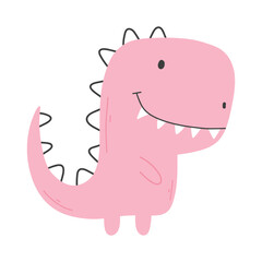 Cute dinosaur in cartoon scandinavian style. Vector illustration for a kids room. Hand drawn dino isolated on white background. Dino character.