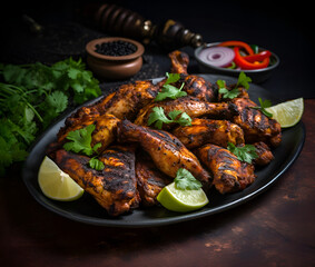 Fototapeta premium grilled chicken with vegetables