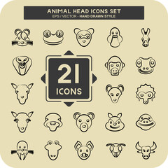 Icon Set Animal Head. related to Education symbol. glyph style. simple design editable. simple illustration