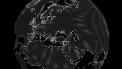 Syria Country alpha for editing Data analysis Technology Globe rotating, Cinematic video showcases digital globe rotating, zooming in on Syria country alpha for editing template