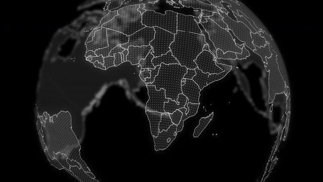 Zimbabwe Country alpha for editing Data analysis Technology Globe rotating, Cinematic video showcases digital globe rotating, zooming in on Zimbabwe country alpha for editing template