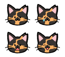 Obraz premium 耳カットされた雌のサビ猫の表情セット