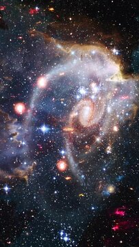 Space travel in nebula universe. Vertical time lapse in 9:16 ratio. Smartphone and social media ready.