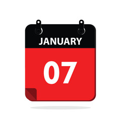 calender icon, 07 january icon with white background