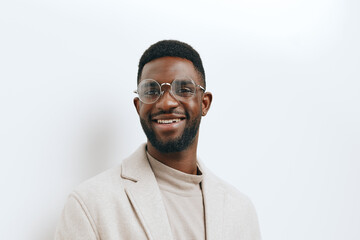 black man fashion jacket african american style model stylish beige elegant portrait