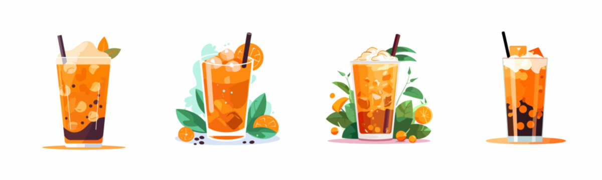 original thai tea latte cup vector illustration