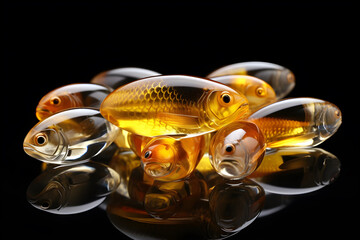 The picture presents the concept and benefits of cod liver oil or fish oil products.generative AI