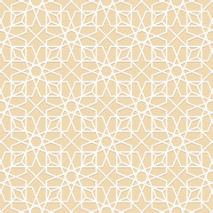 Islamic Star Gold Pattern. Seamless geometric pattern. Islamic pattern. arabic, persian motif, 3D. Ramadan Kareem gold greeting card, banner. geometric ornate, shining vector illustration.