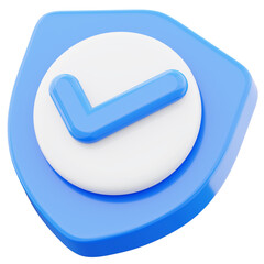 Shield icon security protection symbol 3d render illustration isolated on transparent background © Yumo