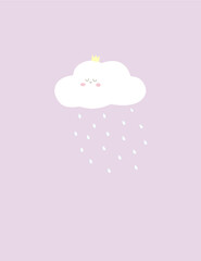 Cloud with rain cartoon for background design illustration 
