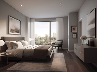 Interior design concept of luxury condo bedroom. AI Generative.