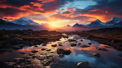 Fototapeta na wymiar Awe-Inspiring Mountain Sunrise Natures