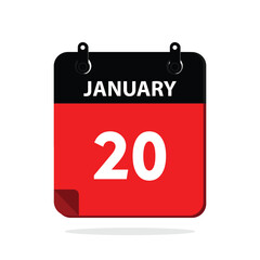 calender icon, 20 january icon with white background