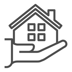 Thin line home icon. Outline house shape element.