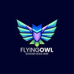 Vector Logo Illustration Owl Gradient Colorful Style