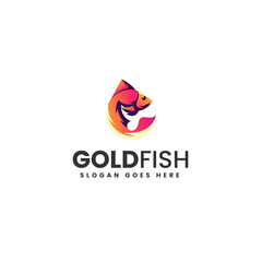 Vector Logo Illustration Gold Fish Gradient Colorful Style