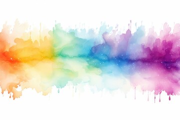 Rainbow watercolor banner white background