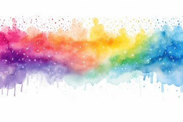 Fototapeta premium Rainbow watercolor banner white background