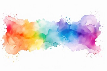 Rainbow watercolor banner white background