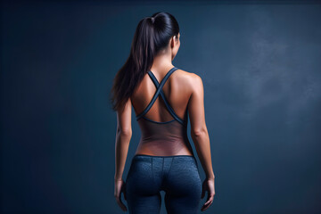 Fototapeta na wymiar Sports performance concept back view of a women athlete. AI Generative.