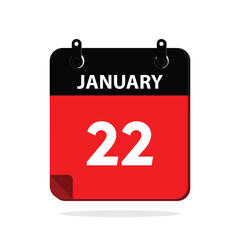 calender icon, 22 january icon with white background