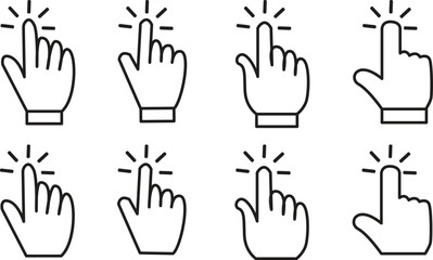 Hand clicking icon set