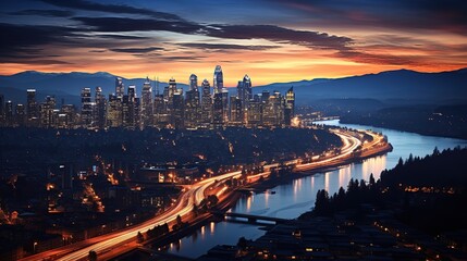 Fototapeta premium Dusks Urban Symphony A Mesmerizing